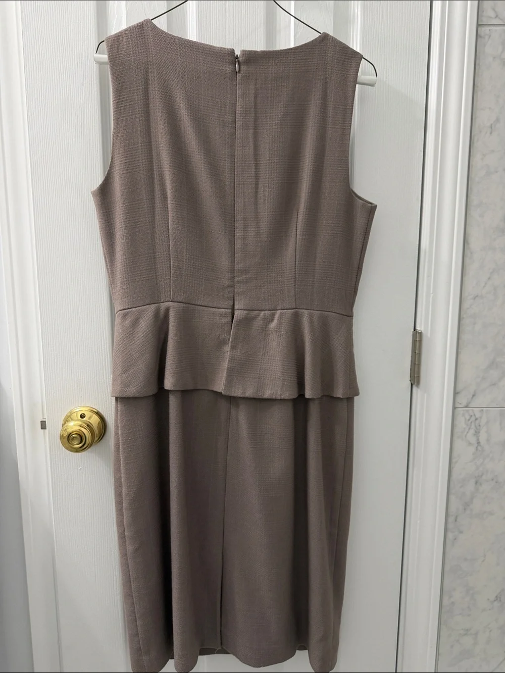 Ann Taylor Sleeveless Taupe Peplum Dress - Classic Workwear
